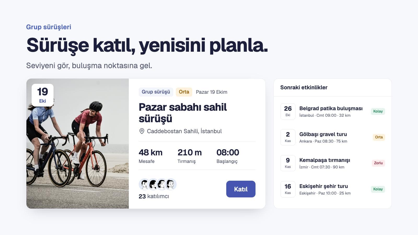 Plotoni grup sürüşü ekranı, örnek sürüş ve etkinliklerle